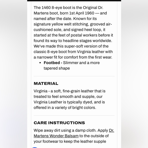 NWT Dr. Martens 1460 Pascal Virginia Leather Lace Up Boots sz 6 - Picture 7 of 7